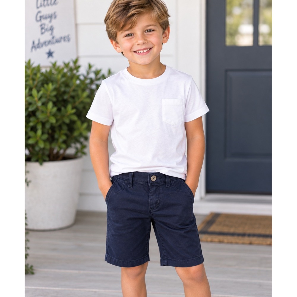 The Childrens Place Boys Navy Blue Chino Shorts Cotton Stretch Slim Fit Size 7